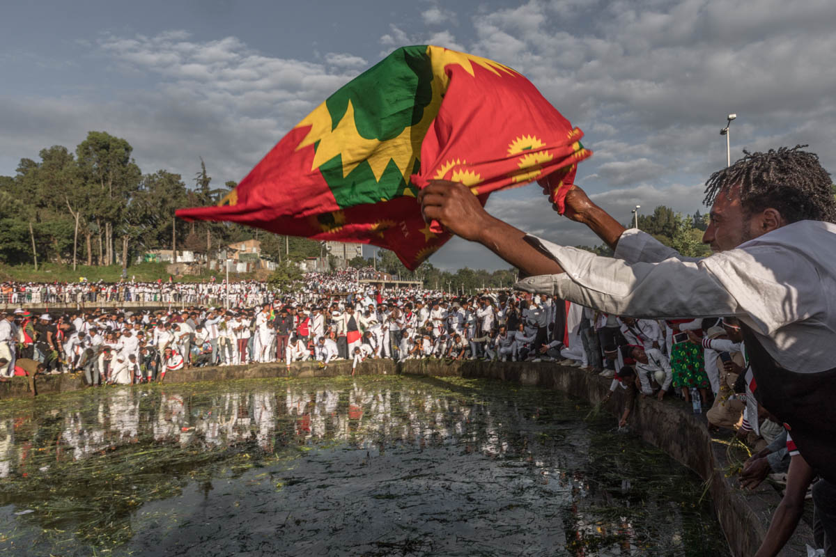 The Oromos celebrate Irreecha to thank Waaqa (God) for the blessings and mercies they received throughout the previous year. [Yonas Tadesse/AFP]